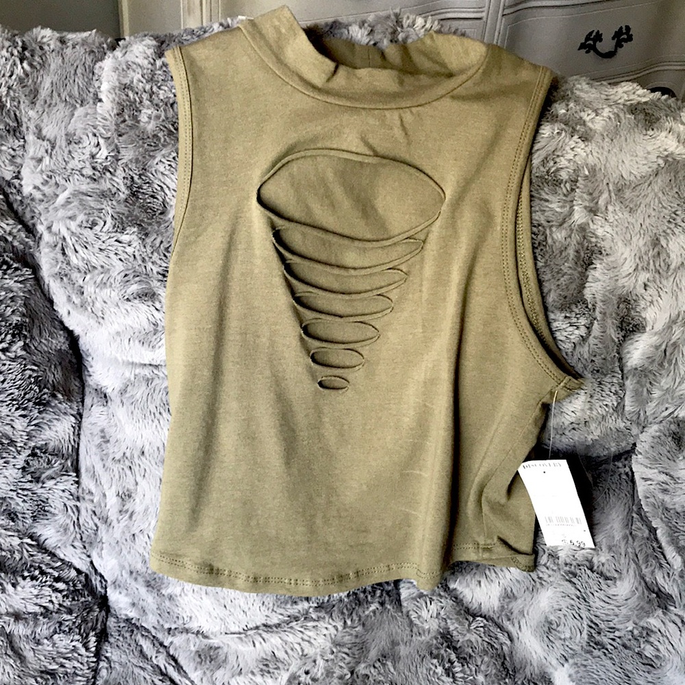 Army green crop top